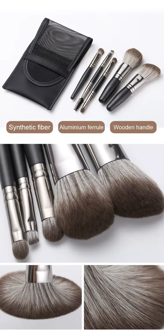 Mini ensemble de pinceaux de maquillage à poils naturels