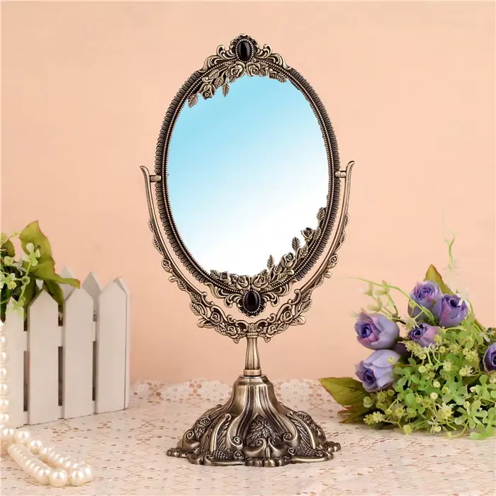 Miroir mural ovale De Style européen pour femmes, miroir rond De maquillage pour filles, accessoires