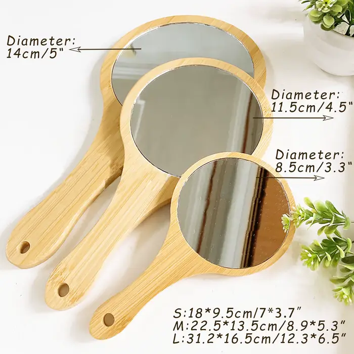 Miroir de maquillage en bois personnalisé avec nom gravé, cadeaux de mariée, miroir cosmétique rond 