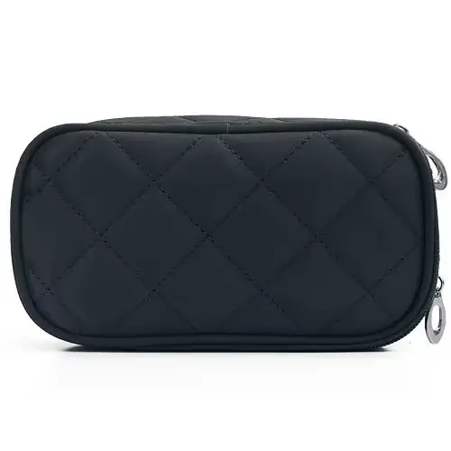 Mini sac à cosmétiques miroir pour femmes, boîte de rangement Simple et étanche, noir, Double couche