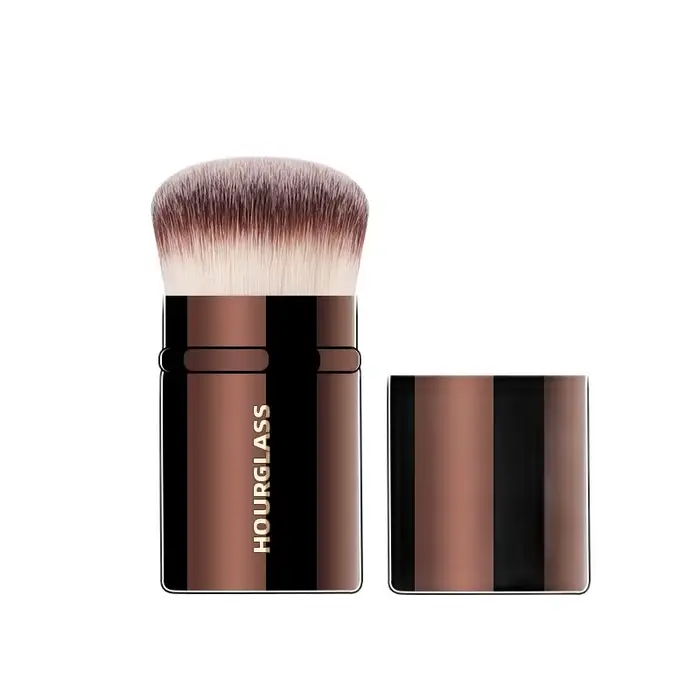 Pinceau de maquillage professionnel rétractable 3-en-1 multifonction pour fond de teint, poudre et b