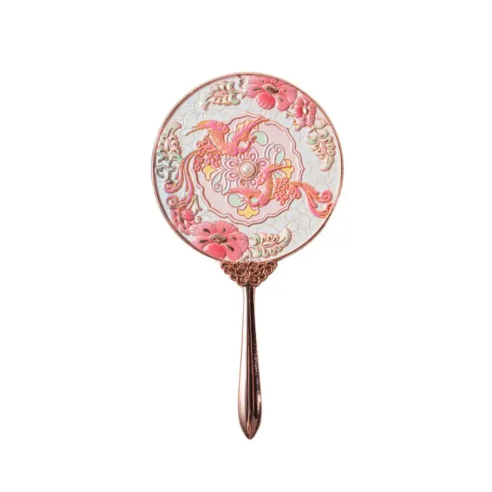 Miroir portable de style ancien avec couvercle rabattable en métal