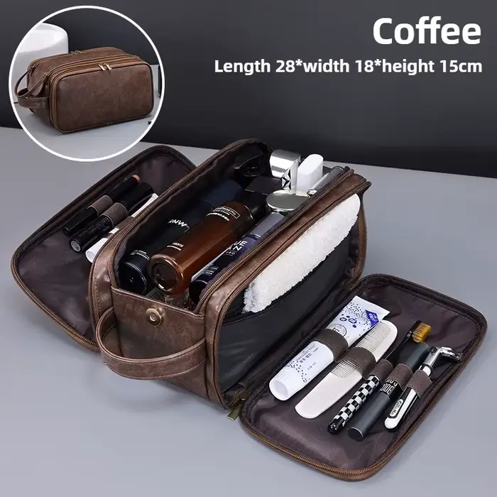 Trousse de toilette multi-poches en PU pour femmes et hommes, sacs de maquillage essentiels de voyag