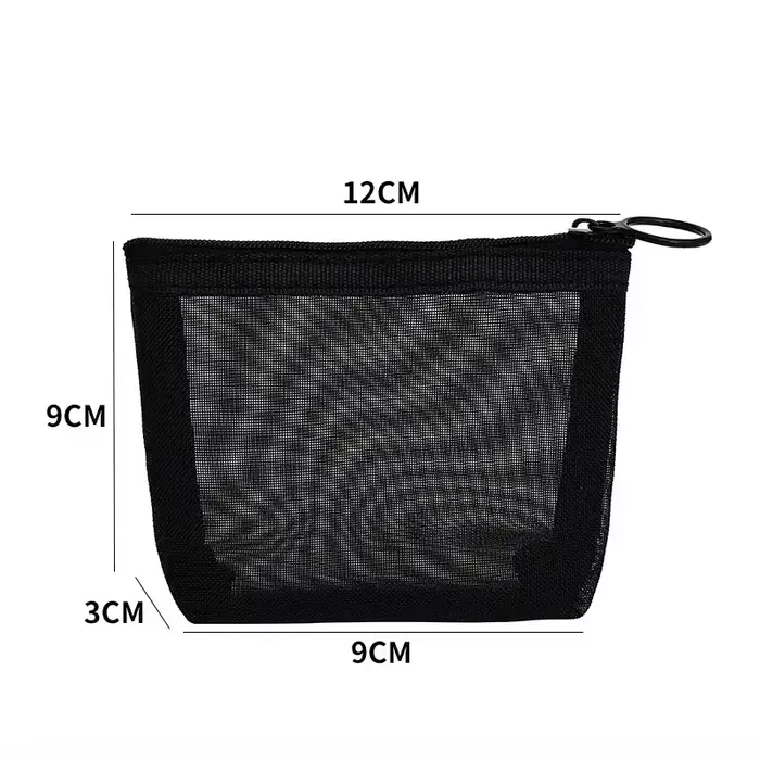 Trousses de toilette en maille noire pour femmes, trousse de maquillage de voyage, petite et grande 