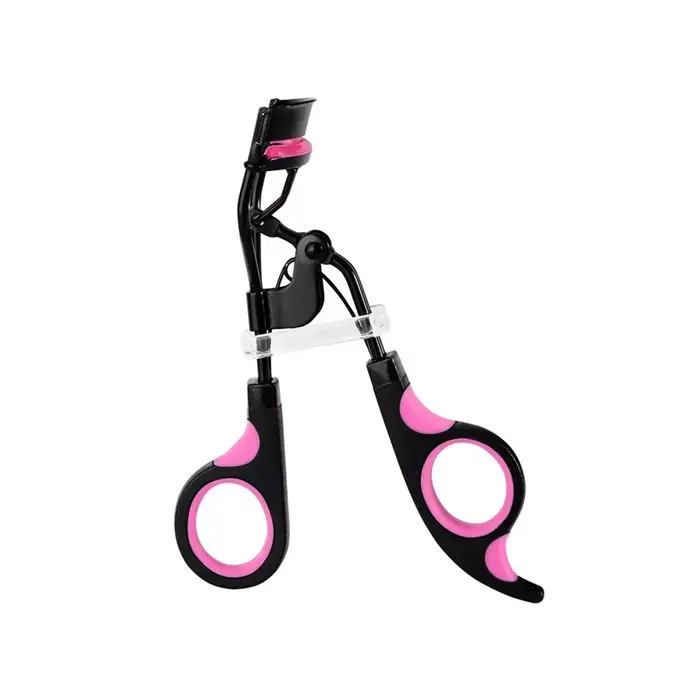 Recourbe-cils pour femme, poignée robuste et ergonomique, avec design profilé, noir et rose, avec po