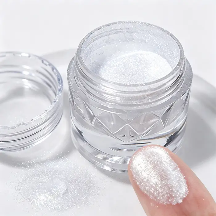 Poudre à ongles Aurora Blanche Miroir Lumière de Lune pour la décoration artistique, poudre cristall