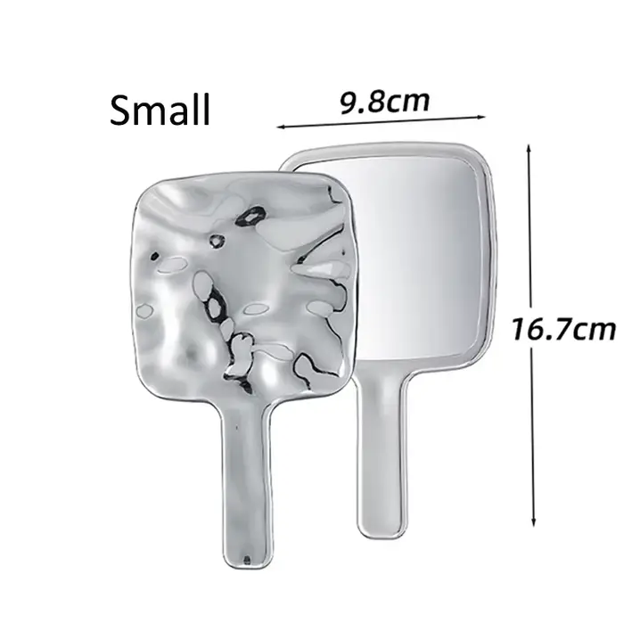 Miroir de maquillage HD argenté, miroir à main rétro galvanisé, Design Unique avec Texture Concave c