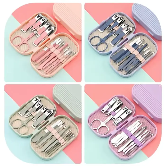 Kit de soin des ongles portable en acier inoxydable 14 en 1