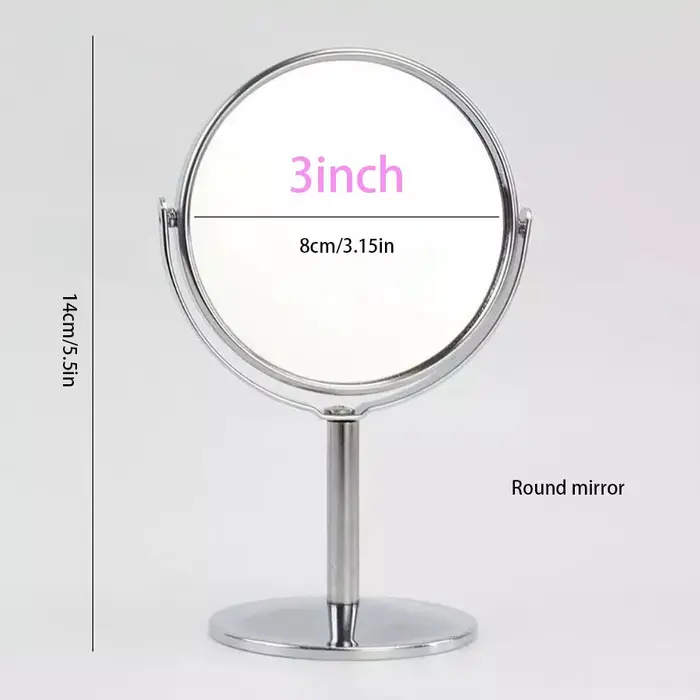 Miroir de maquillage miroir de maquillage Portable Double face en métal 3 pouces 4 pouces rond/ovale