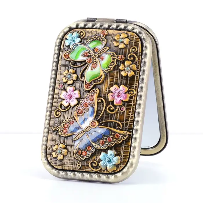 Miroir de maquillage Vintage carré rétro Compact