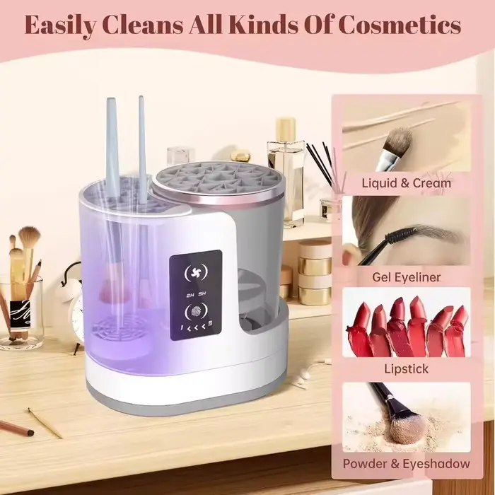 Nettoyeur de pinceaux de maquillage électrique 3 en 1 avec sécheuse