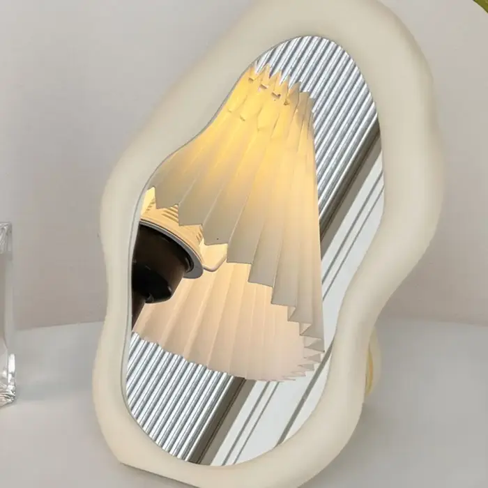 Miroir Mural de Luxe en Forme de Nuage Irrégulier, Accessoire de Coiffure, de Style Crème, pour Maqu