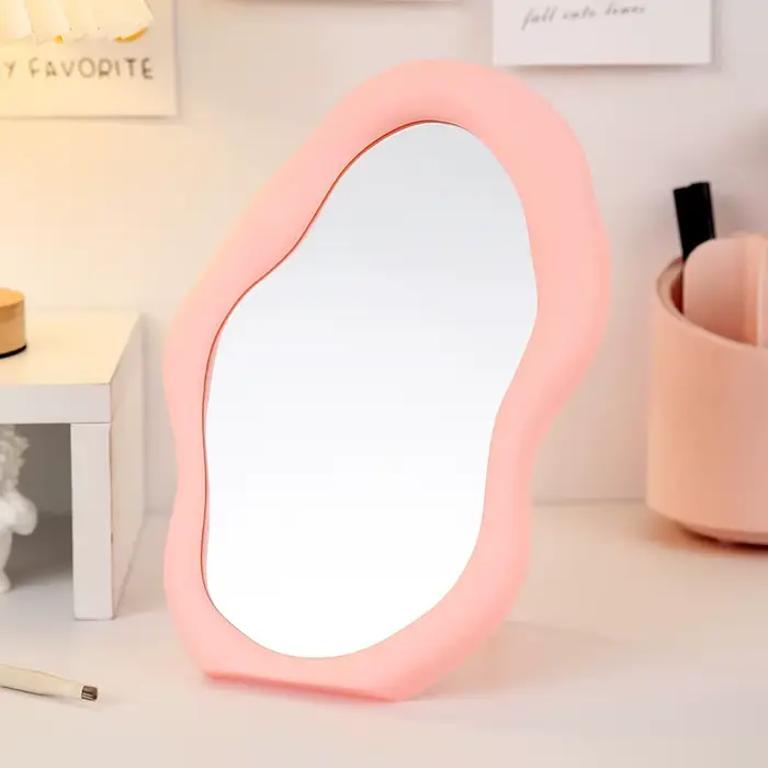 Miroir irrégulier de Style crème, joli miroir de vanité en forme de nuage, pliable, mural, miroir de