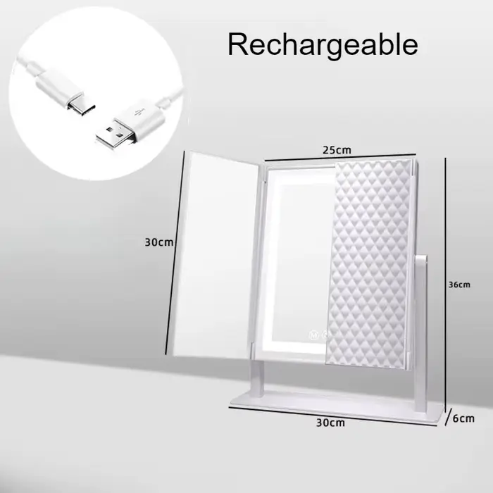 Miroir pliant esthétique Led, miroir de maquillage décoratif de luxe, miroirs de table élégants avec