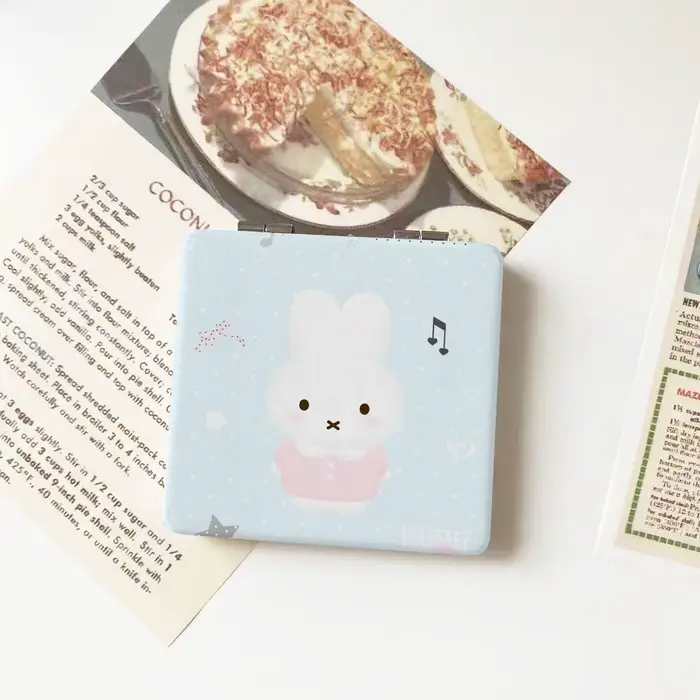 Miroir de maquillage Kawaii Miffy, miroir de maquillage mignon de dessin animé Miffy, pliable, porta