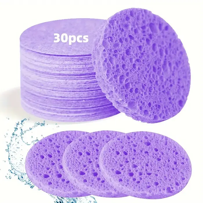 Éponges naturelles pour le visage, 30 pièces, pour le nettoyage, le démaquillage et l'exfoliation, l