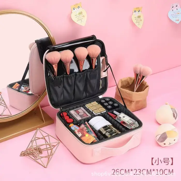 Sac de maquillage portable de petite taille, sac de rangement cosmétique de voyage, style coréen sim