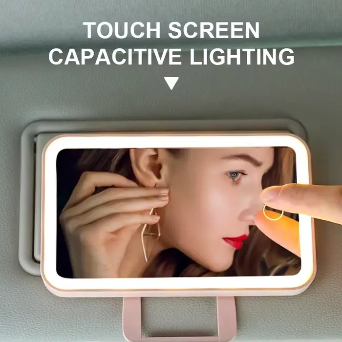 Miroir de maquillage LED sur pare-soleil de voiture, miroir de courtoisie aste, luminosité réglable,
