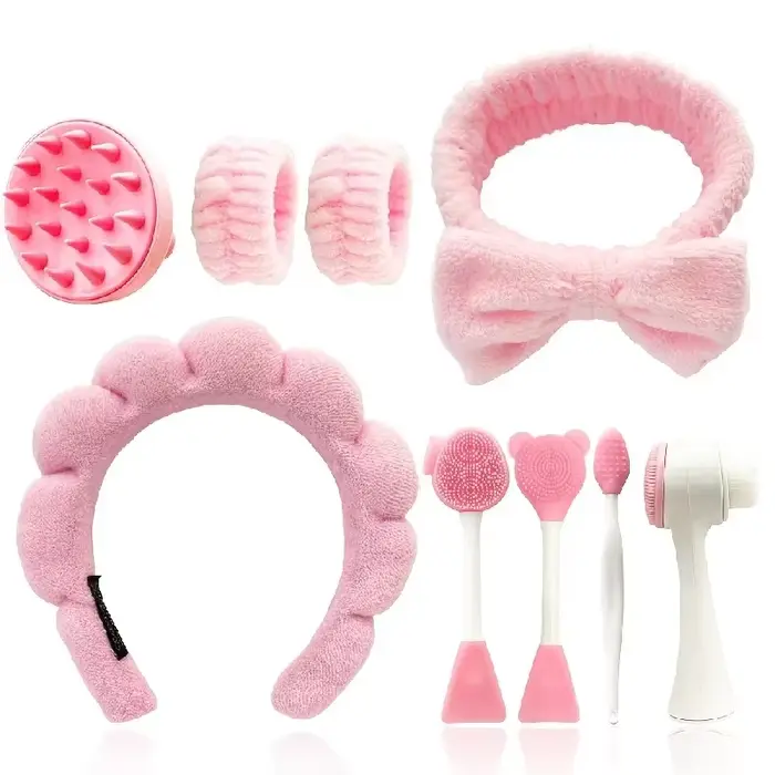 Ensemble de maquillage de beauté 9 pièces, trousse de maquillage, comprenant un ensemble de bandeau 