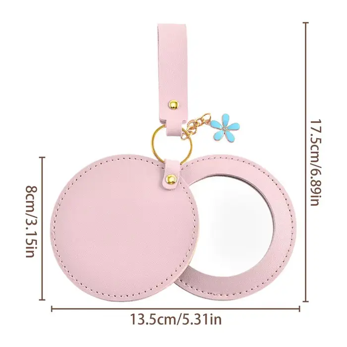 Miroir de voyage portable, miroir compact rond, miroir cosmétique élégant pour sac à main, femmes, e