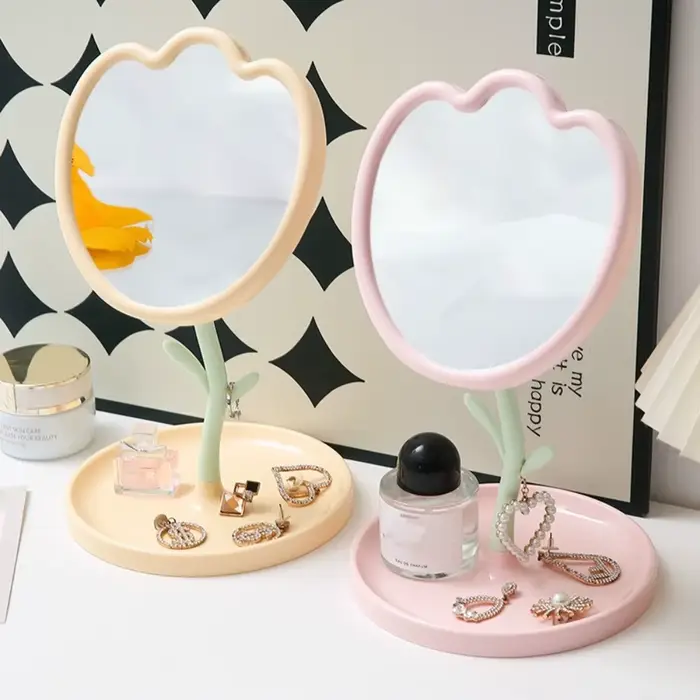 Miroir de maquillage Portable en forme de tulipe