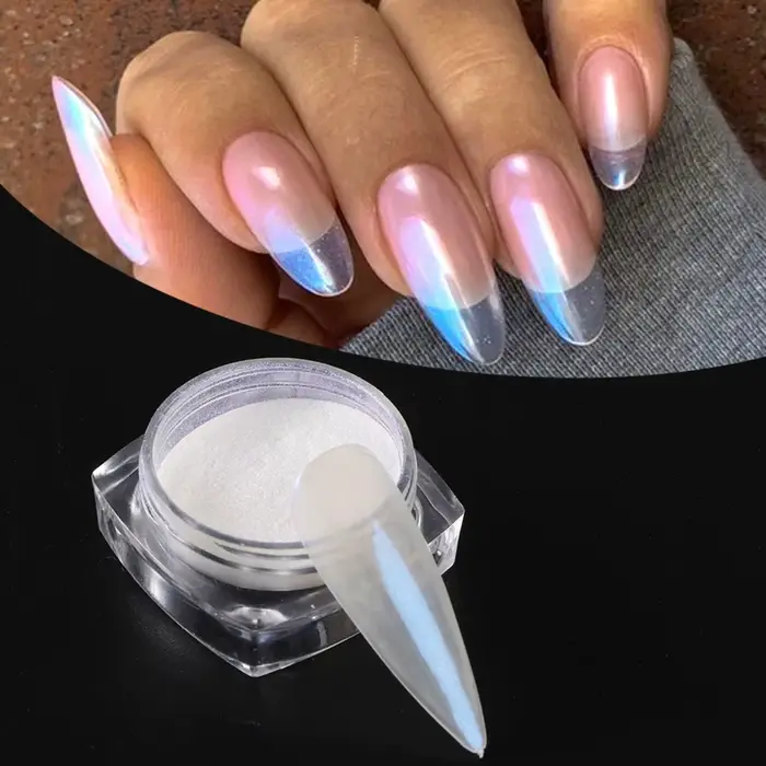 1-6 Boîtes de Poudre à Ongles Effet Miroir Perle Clair de Lune, Paillettes Blanches Fines, Pigment E