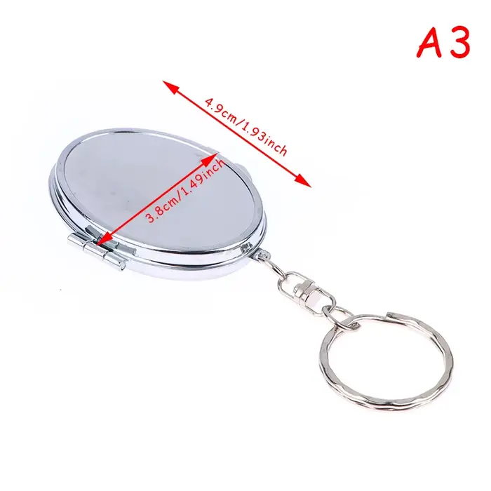 [GLOW] Miroir cosmétique double face de forme carrée ovale en forme de cœur rond, porte-clés pliant 