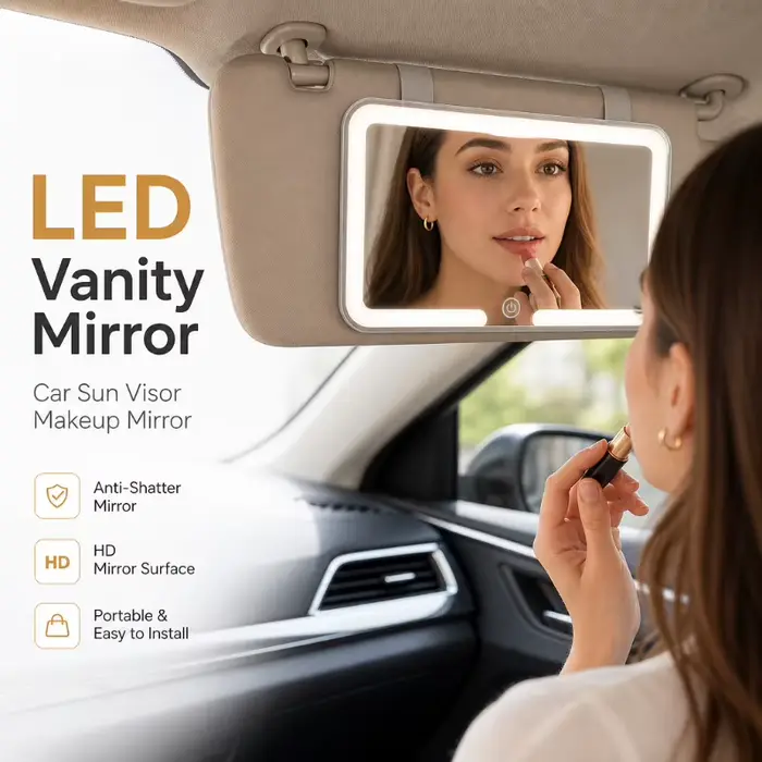 Miroir de maquillage rechargeable pour pare-soleil de voiture avec 3 modes d'éclairage, miroir unive