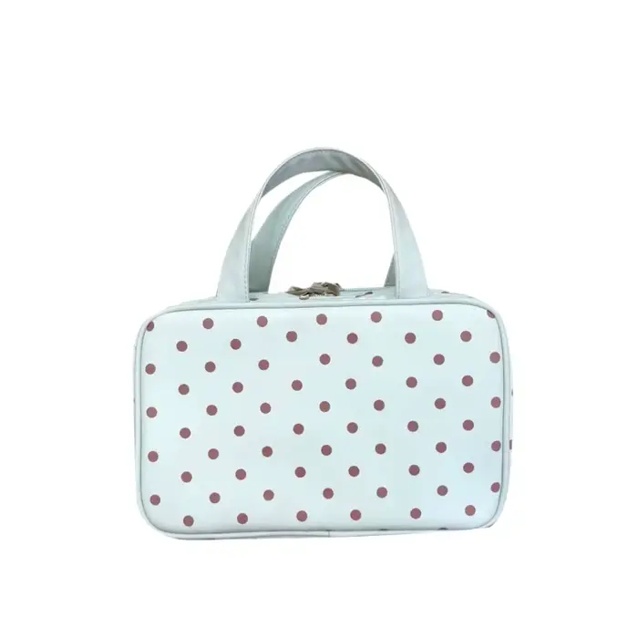 Trousse de toilette de voyage portable à pois, grande capacité, organiseur de cosmétiques, pochette 