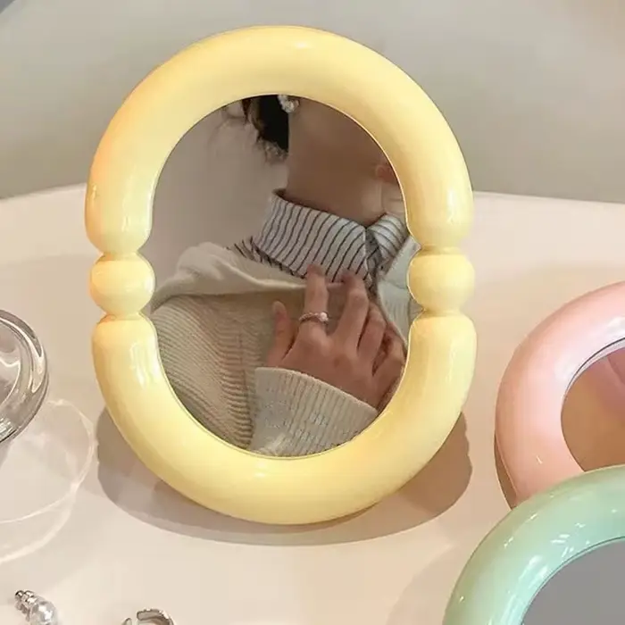 Miroir de maquillage couleur bonbon, mignon, réglable, épais, pliable, haute définition, pour la mai