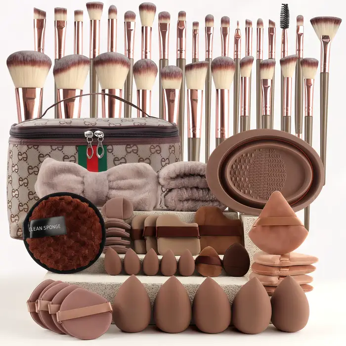Trousse de maquillage élégante, ensemble de 67 pièces, avec pinceaux de maquillage, brosses pour le 