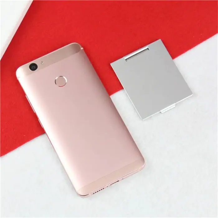 Mini miroir de poche pliable en aluminium, portable, maquillage, voyage, main, petit, vanité, pliabl