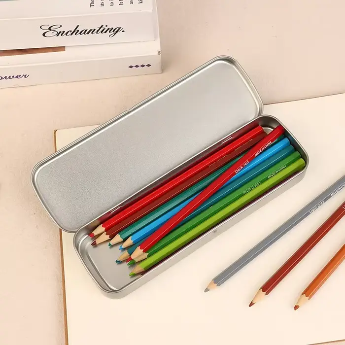 Boîte à stylos en fer, boîte à crayons en métal polyvalente