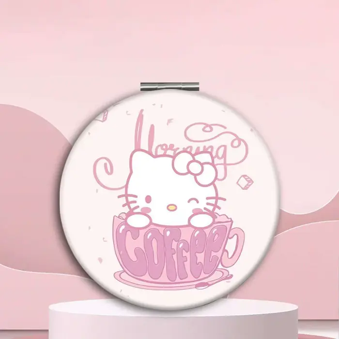 Miroir de poche portable mignon à motif de crâne et de nœud kawaii, miroir de maquillage compact pou
