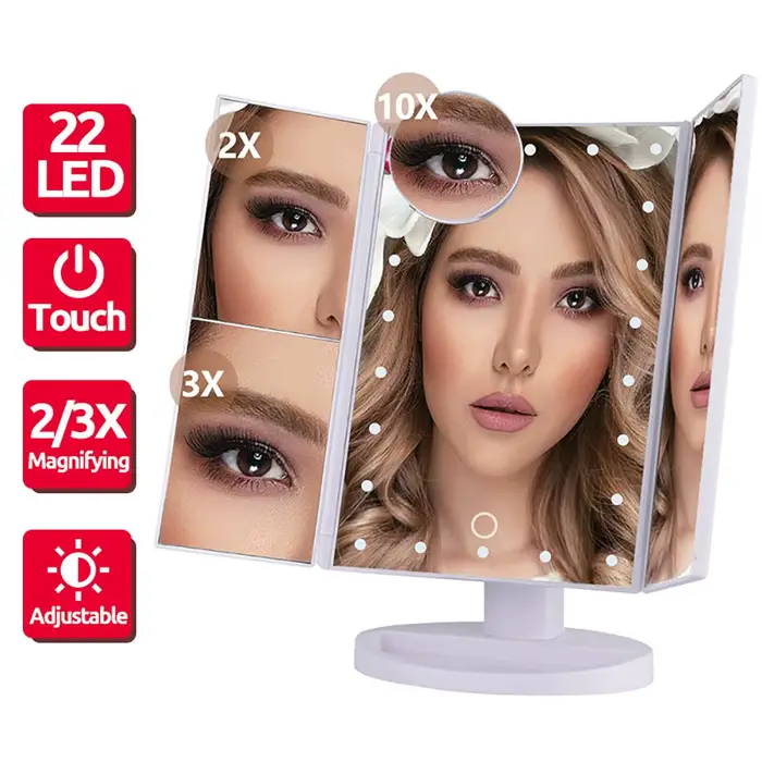 Miroir de maquillage LED 1X 2X 3X 10X