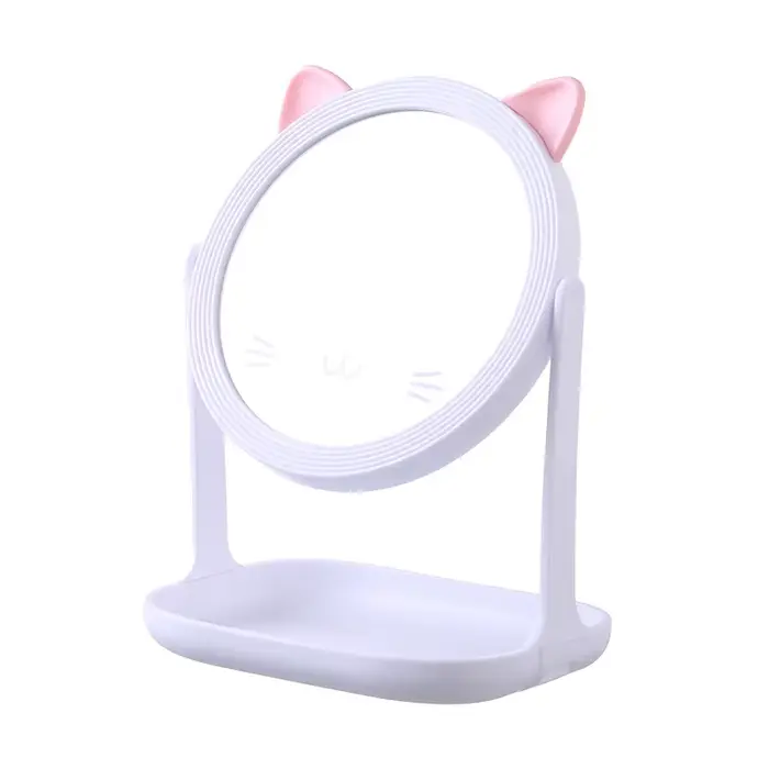 Miroir de maquillage élégant avec oreilles de chat, miroir de vanité de table multifonctionnel, miro