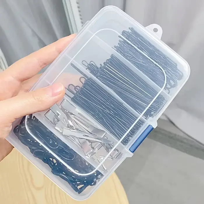 Boîte de Rangement en Plastique Transparente pour Pinces à Cheveux et Bijoux