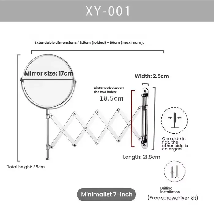 Miroir de maquillage grossissant portable extensible pour salle de bain d'hôtel, miroir pliable téle
