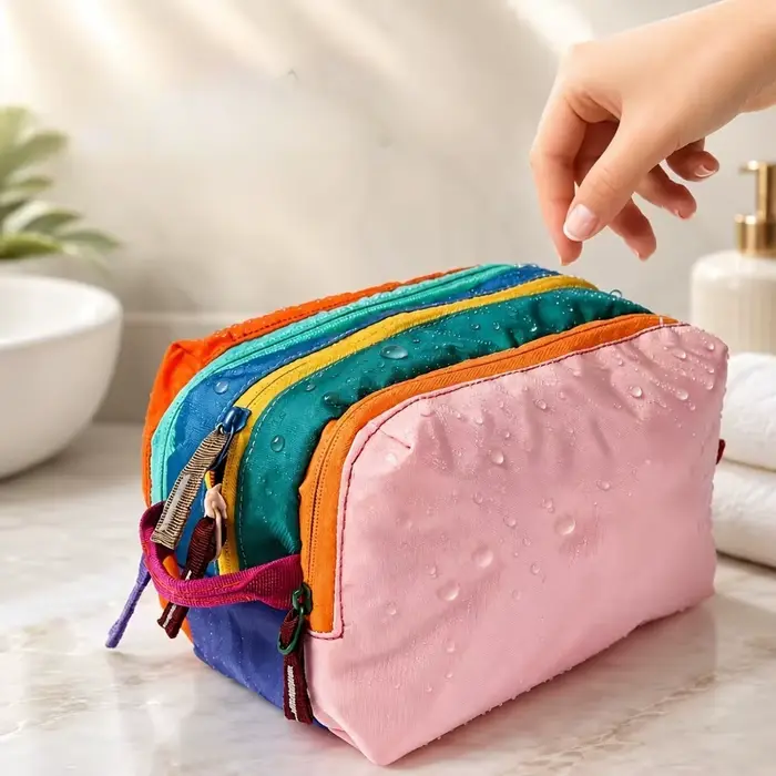 Trousse de Toilette Multi-Compartiments Couleur Dopamine