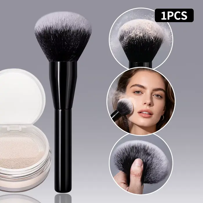 1 pinceau à poudre de maquillage de grande taille, poils ultra-doux et denses pour poudre libre et p