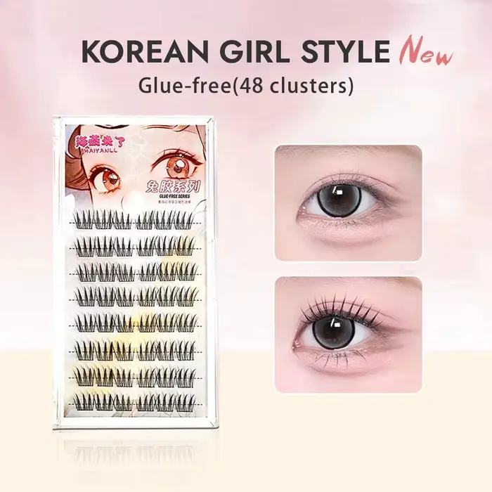 HAIYANLL 48 grappes grande capacité sans colle faux cils Style fille coréenne cils et cils naturels 