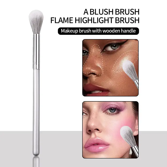 Pinceau surligneur, pinceau de maquillage pour le visage conique pour poudres et crèmes, végétalien 