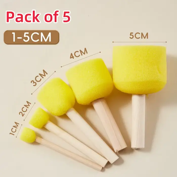 Brosse ronde en éponge de peinture en forme de champignon, 5 pièces, matériau élastique pour une exp