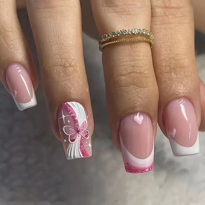 Faux ongles français courts, imprimé léopard, couverture complète, imperméable, amovible, à pression