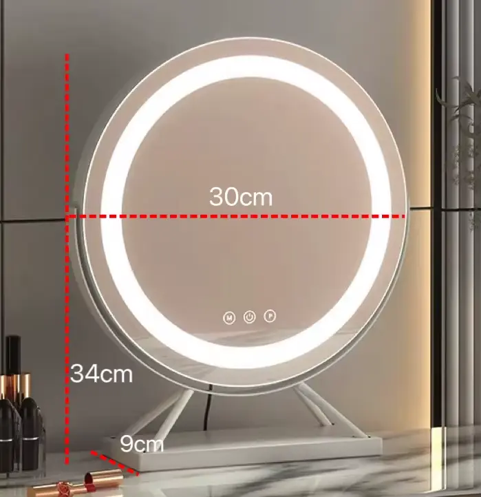 Miroir de Maquillage de Vanité Éclairé avec Lumières 3 Modes d'éclairage de Couleur avec Miroir de g