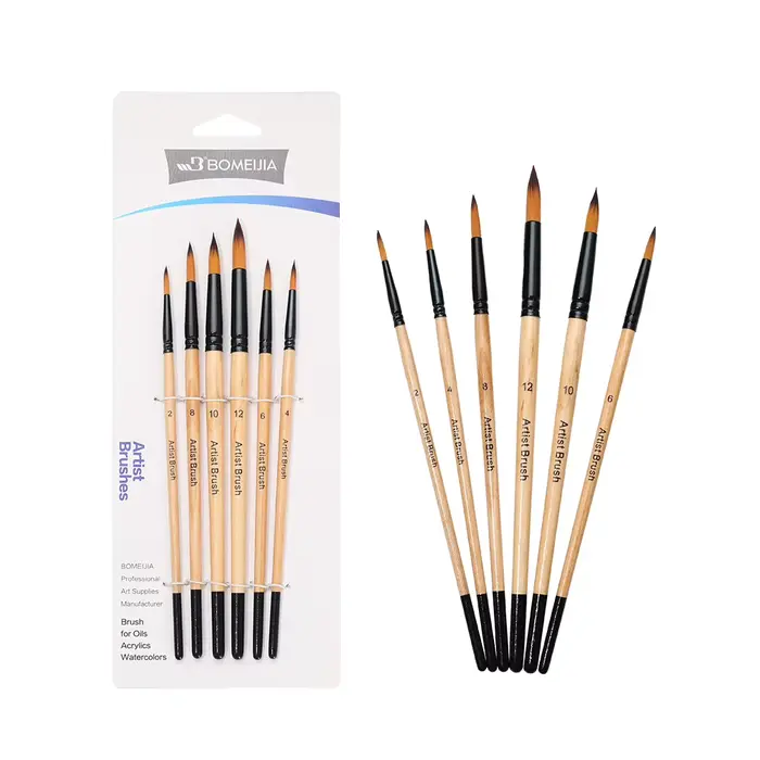 Pinceaux BOMEIJIA - 6 pinceaux de qualité supérieure pour artistes et usage domestique