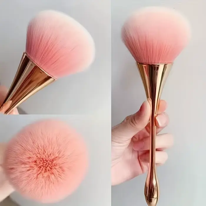 Pinceau de maquillage en éventail doré Rose