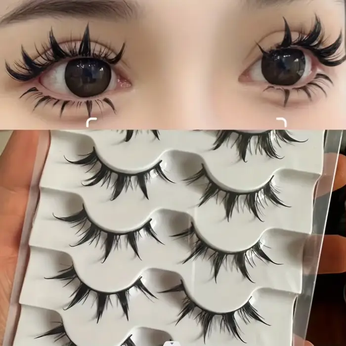 Faux cils d'inspiration d'anime, 5 paires de faux cils d'oeil de dessin animé, aspect dramatique, st