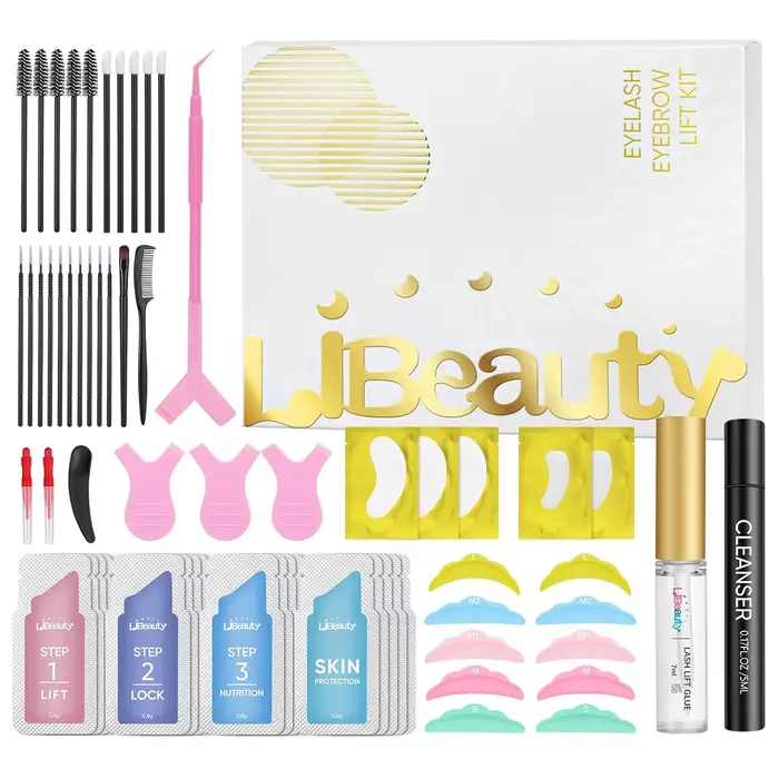 Libeauty Kit de rehaussement de cils et de stratification des sourcils 2 en 1, sachet de lotion pour