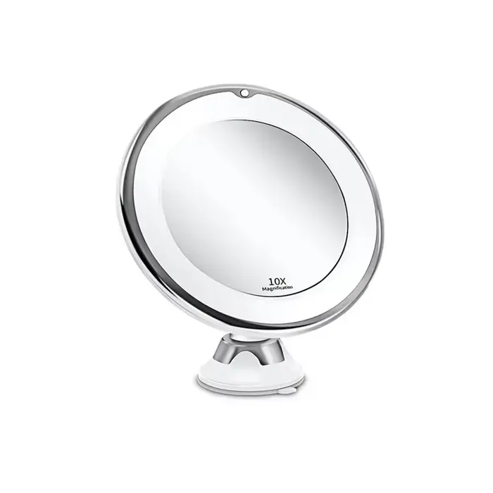 Miroir de vanité grossissant Flexible 10x avec miroir de maquillage éclairé par LED, lampe de maquil